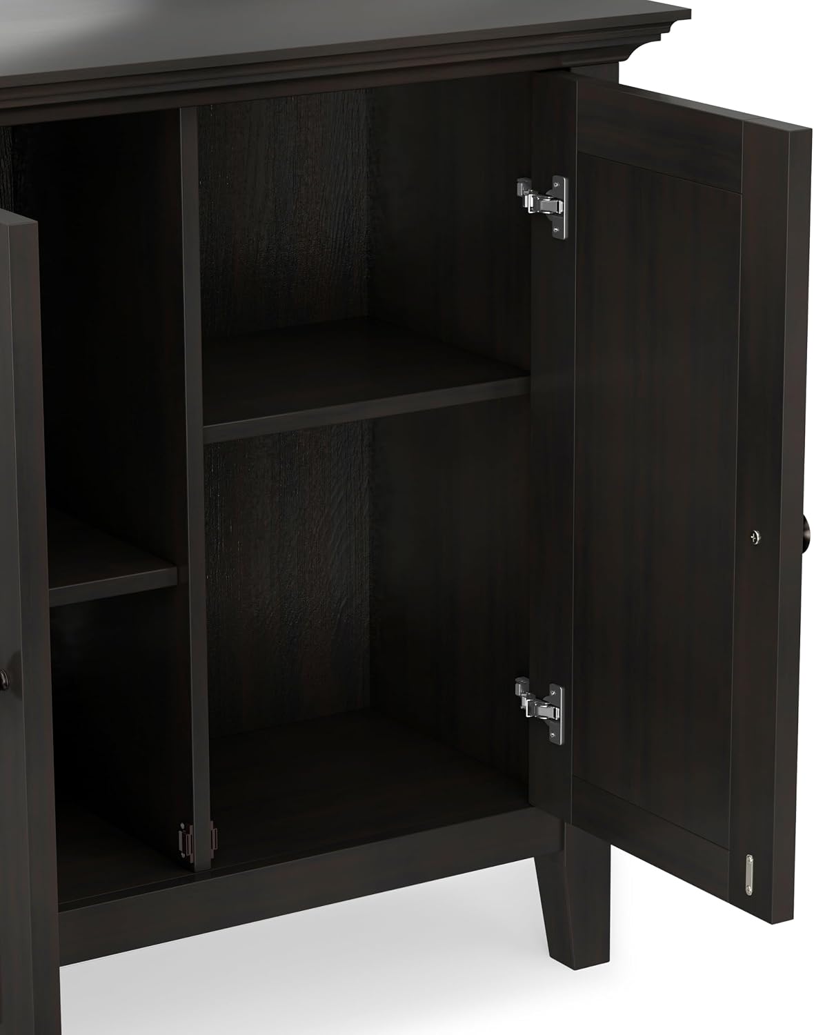 SIMPLIHOME Amherst 32" Wide Solid Wood Cabinet in Hickory Brown