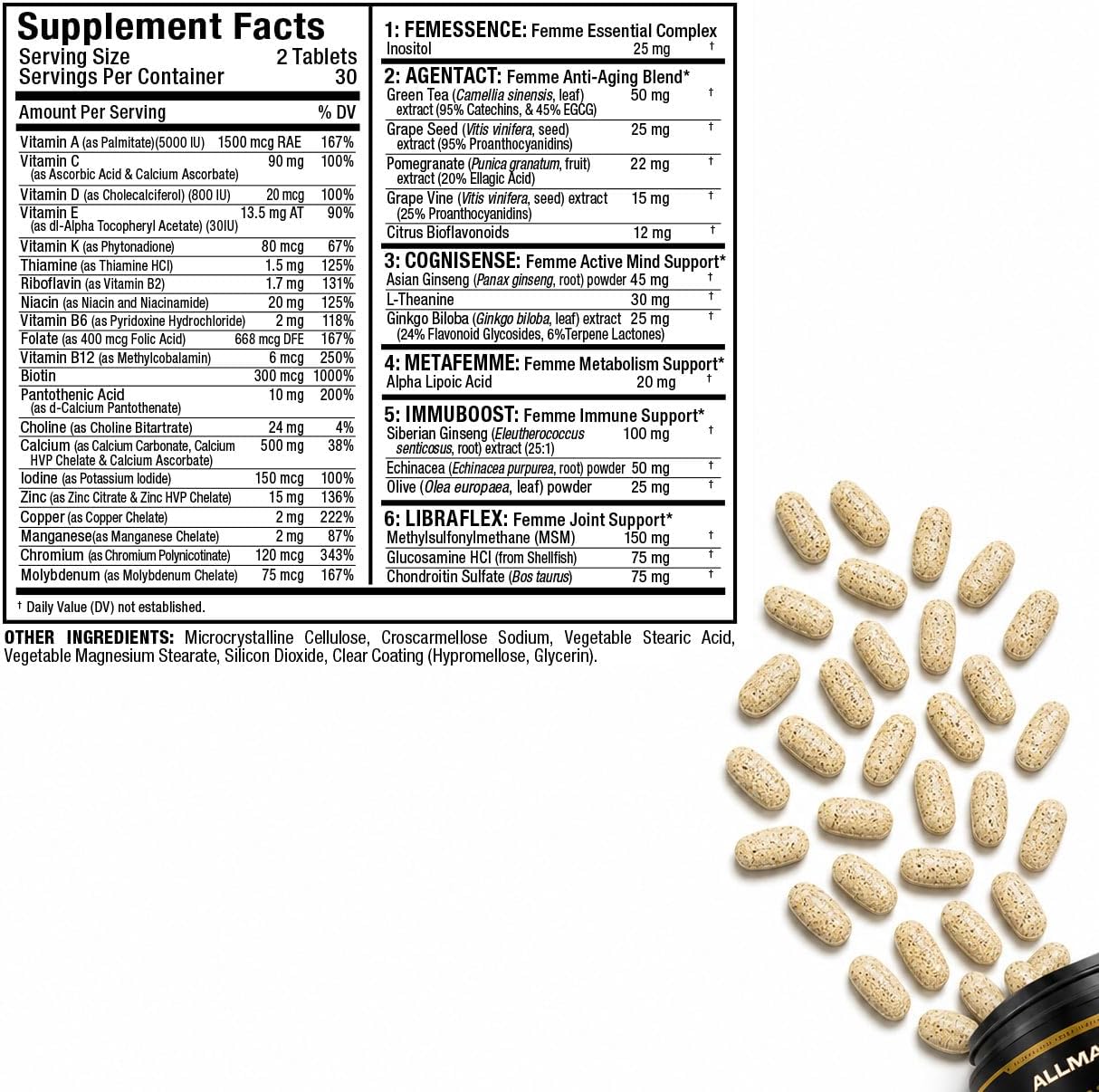 ALLMAX Vitaform Multivitamin Tablets for Women, 60 Count