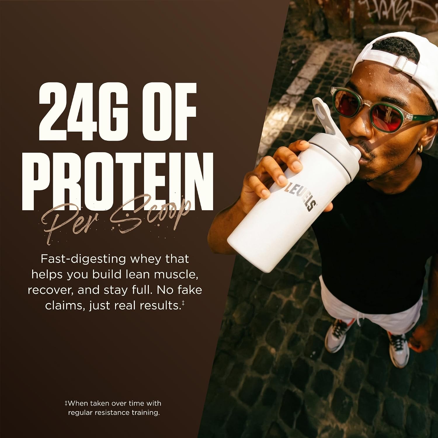 Levels Whey Protein Powder, No Artificial Ingredients, Pure Chocolate, 5LB | 24G of Protein, 5.4G BCAAs, Clean Ingredients, Hormone Free Dairy, No Fillers, No Added Sugar, No Junk