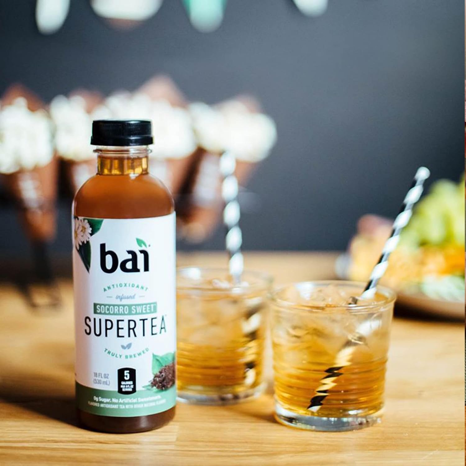 Bai Iced Tea, Narino Peach, Antioxidant Infused Supertea, Crafted with Real Tea (Black Tea, White Tea), 18 Fluid Ounce Bottles, 12 count
