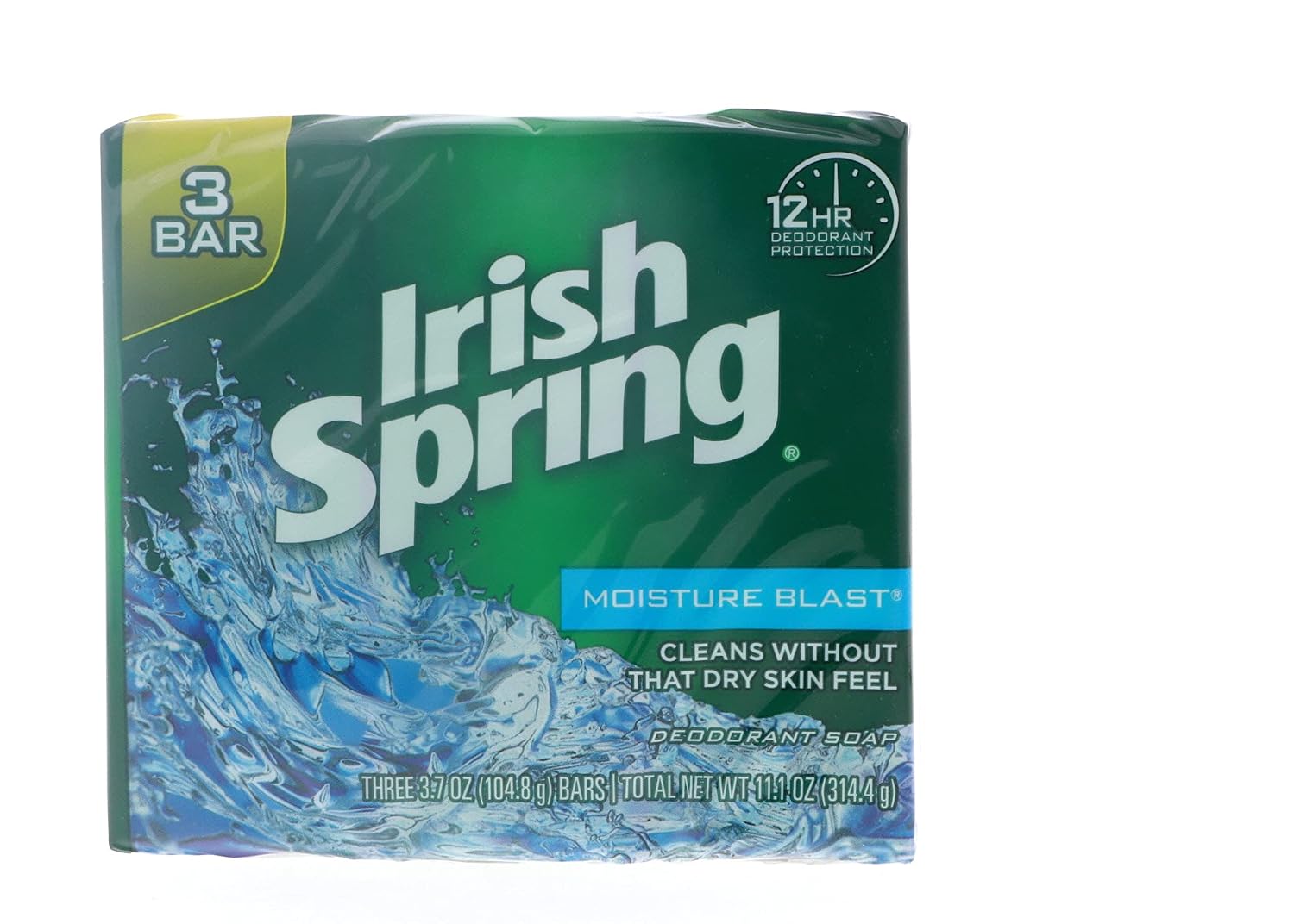 Irish Spring Deodorant Soap, Moisture Blast, 3.7 Ounce (Pack of 3)