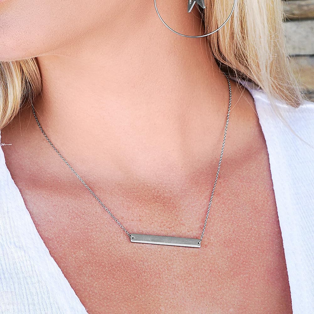 Multi Gold Bar Necklace for Women Vertical/Horizontal Bar Pendant Necklaces with Adjustable Chain Necklace Adult Jewelry