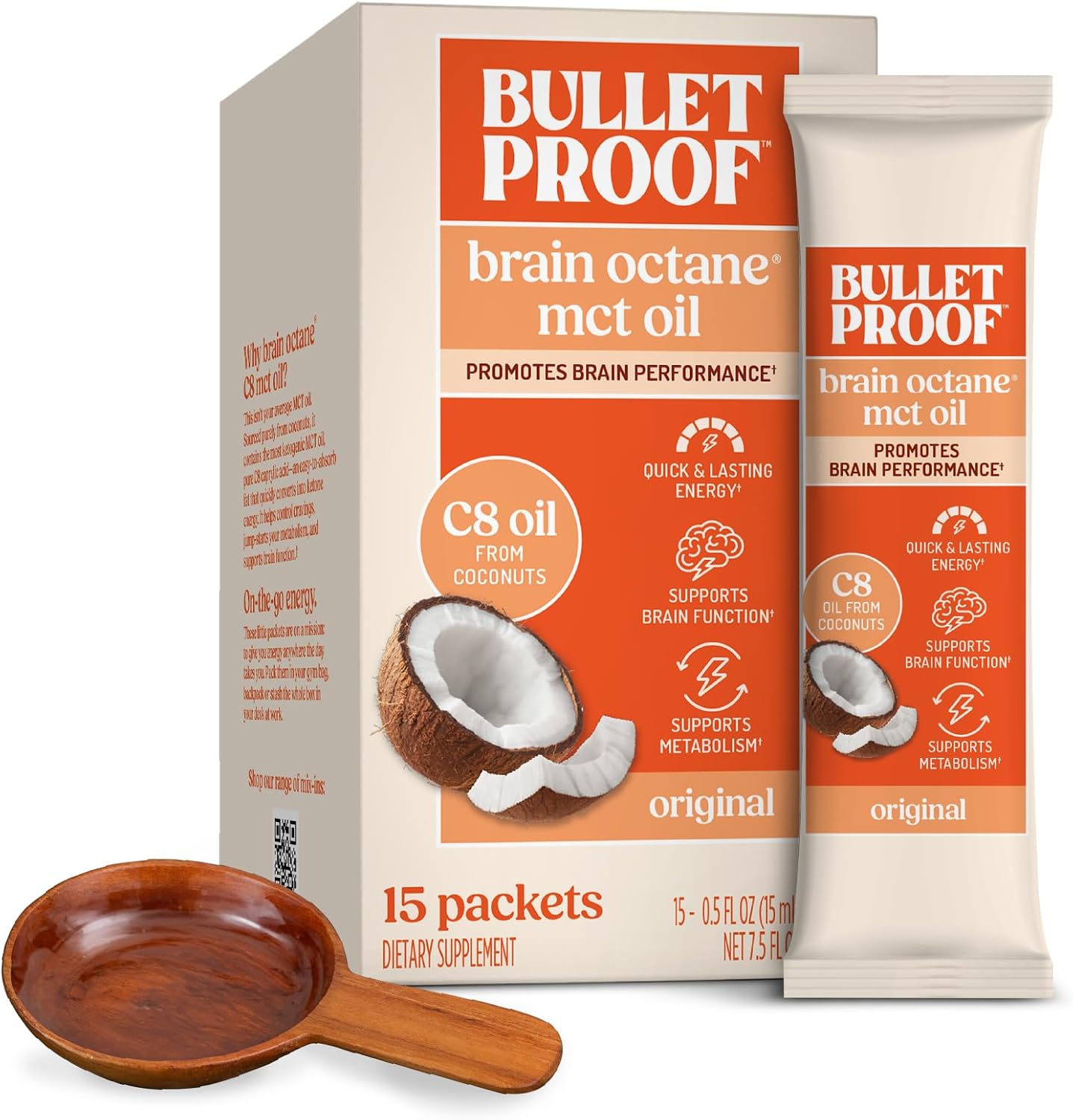 Bulletproof Brain Octane C8 MCT Oil, Non-GMO, 16 oz – 100% C8 from Coconut | 100% Pure Coconut Oil, Triple-Distilled Keto Energy Supplement for Coffee & Smoothies, Unflavored, No Additives, Non-GMO