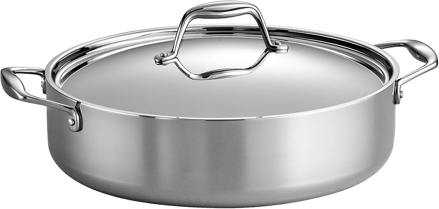 Tramontina Signature Tri-Ply Clad Stainless Steel 12-Inch Large Frying Pan | Induction-Ready Skillet, Dishwasher-Safe, NSF-Certified