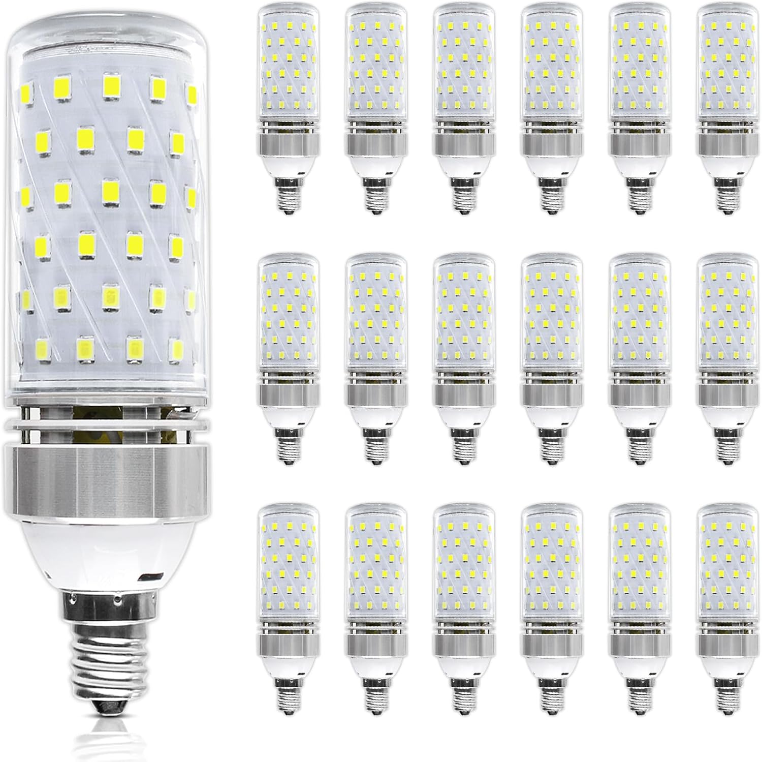 LEDLightsWorld Super Bright E12 LED Corn Bulbs, 16W 1500LM Bulbs, Daylight White 6000K Lights, CRI80+, 120W Incandescent Bulb Equivalent