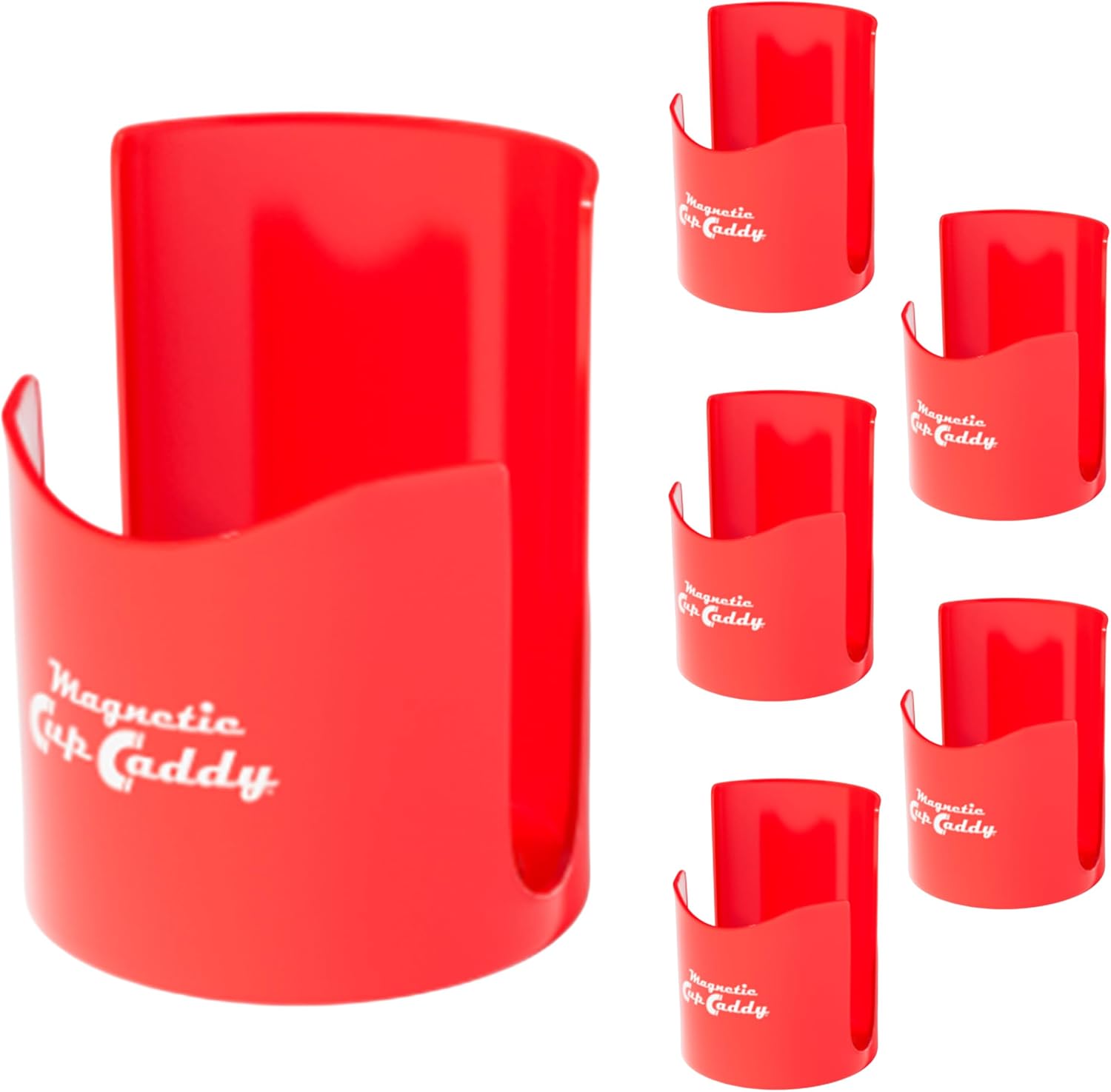 Master Magnetics Magnetic Cup Holder - Caddy for Bottles, Glasses, and Cans - Fits on Fridge, Lawnmower, Forklift, Cart, or Ladder - Heavy-Duty Magnet
