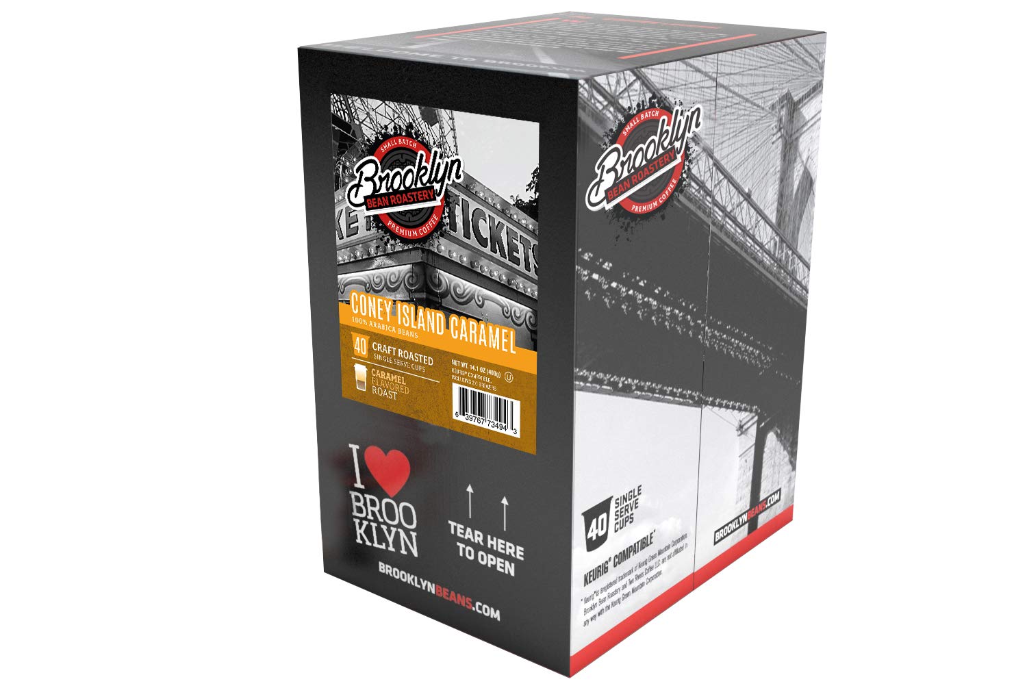 Brooklyn Beans Colombian Gourmet Coffee Pods - Compatible with Keurig K Cup Brewers Including 2.0 Machines, 40 Count, Rich and Smooth Colombian Medium Roast