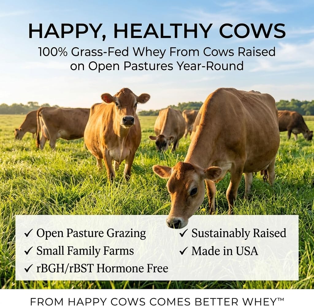 Raw Grass Fed Whey Protein Powder, Unflavored – 1 Ingredient, No Additives or Fillers, Undenatured, Made in USA, 5 lb