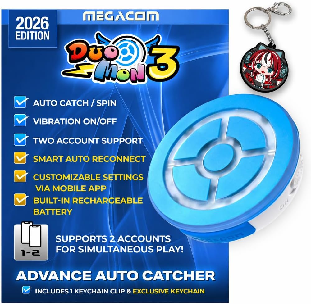 DuoMon 3 Advance Auto Catcher for Pokemon Go Plus - 2 Account Play, Auto Catch & Spin, Voice Alerts, Auto Reconnect, Mobile App - 2026 Edition