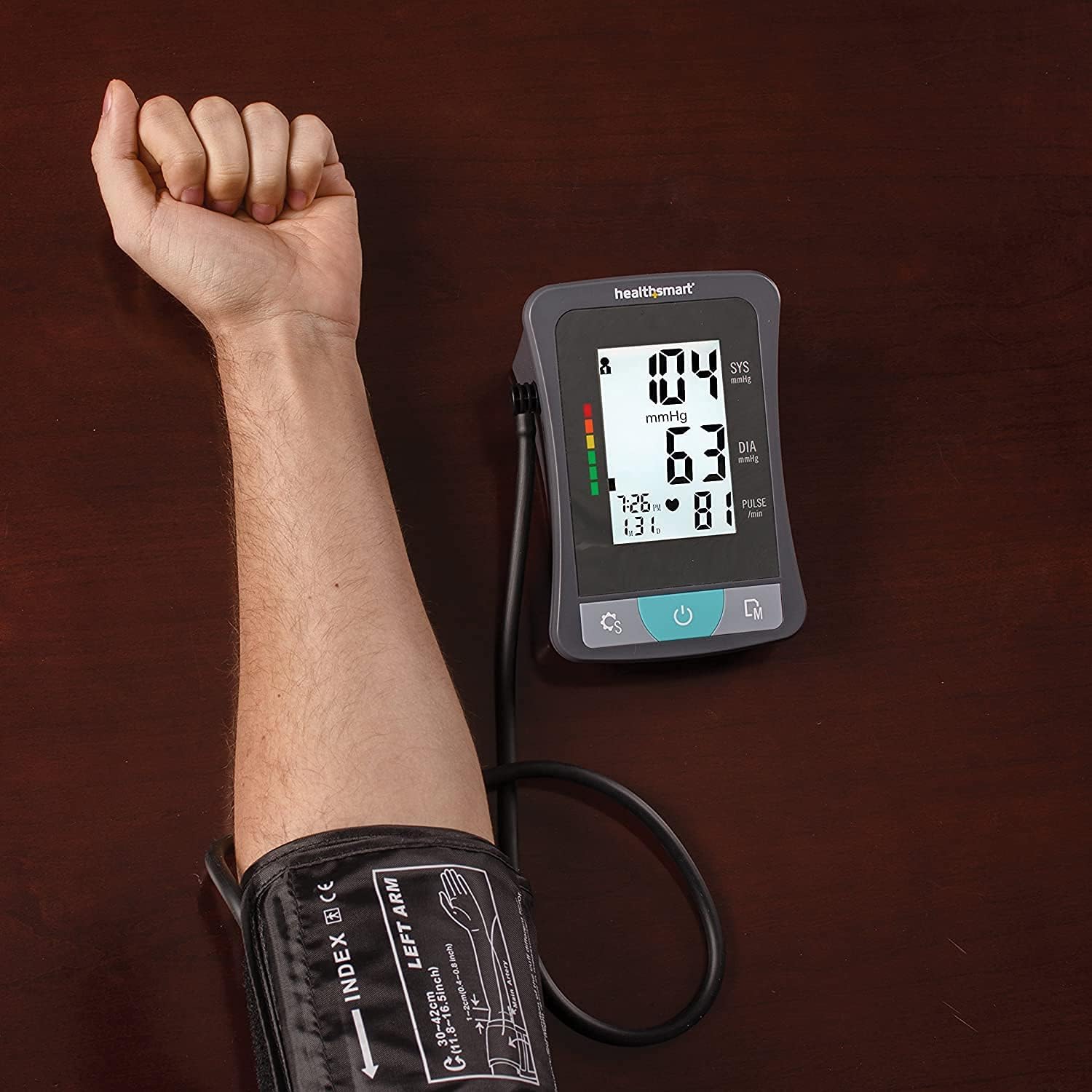 HealthSmart Digital Standard Wrist Blood Pressure Monitor with Automatic Adult Cuff That Displays Pulse Rate and Irregular Heartbeat Stores up to 60 Readings for 2 Users
