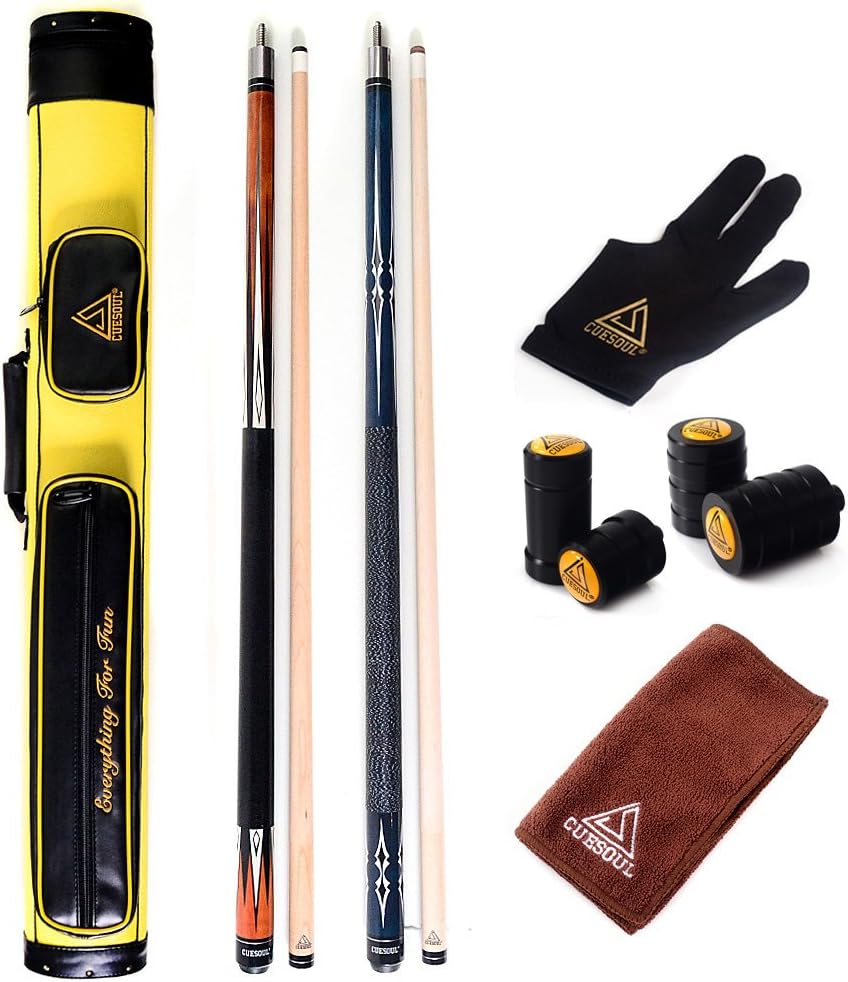 CUESOUL 19oz Pool Cue Sticks with Hard Pool Cue Case