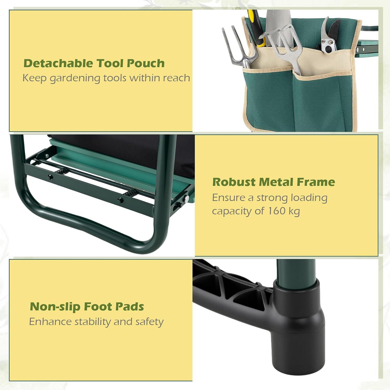 Goplus Garden Kneeler and Seat, Foldable Garden Bench for Kneeling & Sitting, Widened 8" EVA Soft Foam Pad