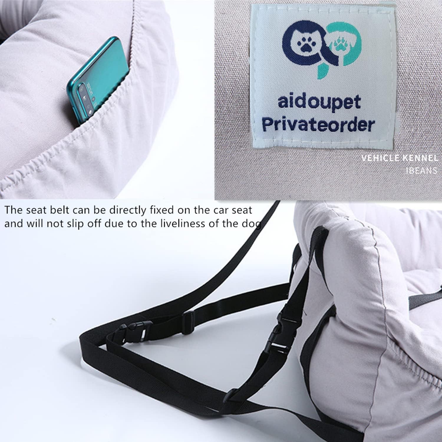 Aidou Dog car seat, Dog Booster seat for Small Medium Large Dogs Cats, pet Travel Booster seat, Dog Safety Car Seat with Storage