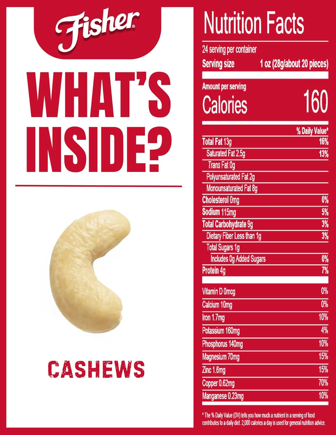 Fisher Oven Roasted Never Fried Deluxe Mixed Nuts, 24 Ounces