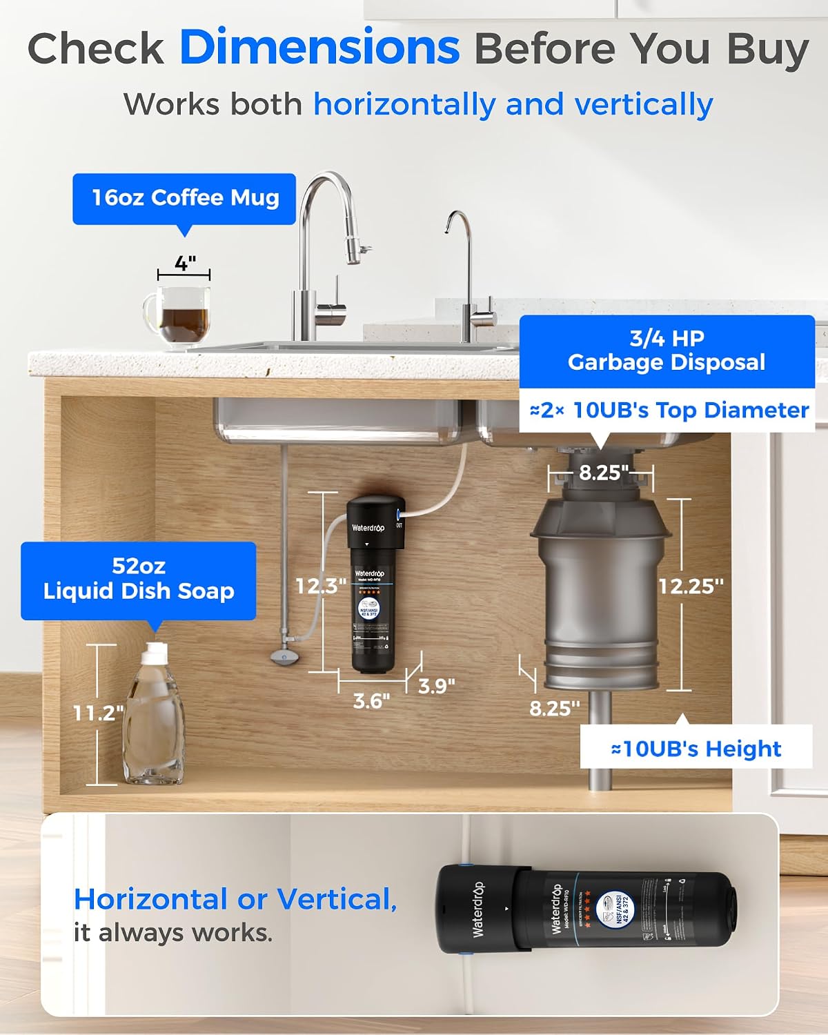 Waterdrop 10UB Under Sink Water Filter System with Dedicated Faucet
