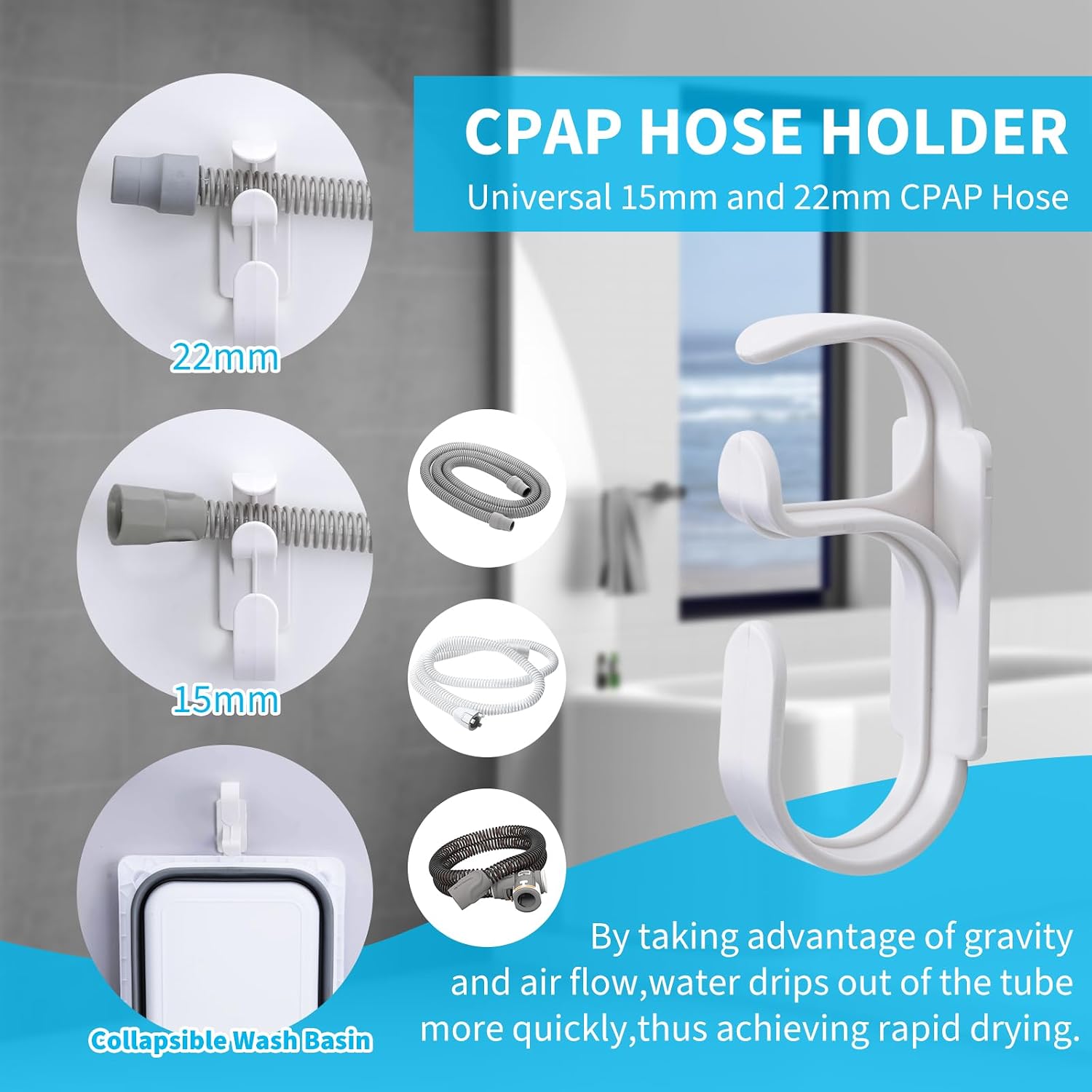 Upgraded CPAP Cleaning Kit, 7 ft Tube CPAP Cleaner Brushes for 15mm, 20mm and 22mm Hoses, CPAP Cleaning Supplies for Hose and Mask