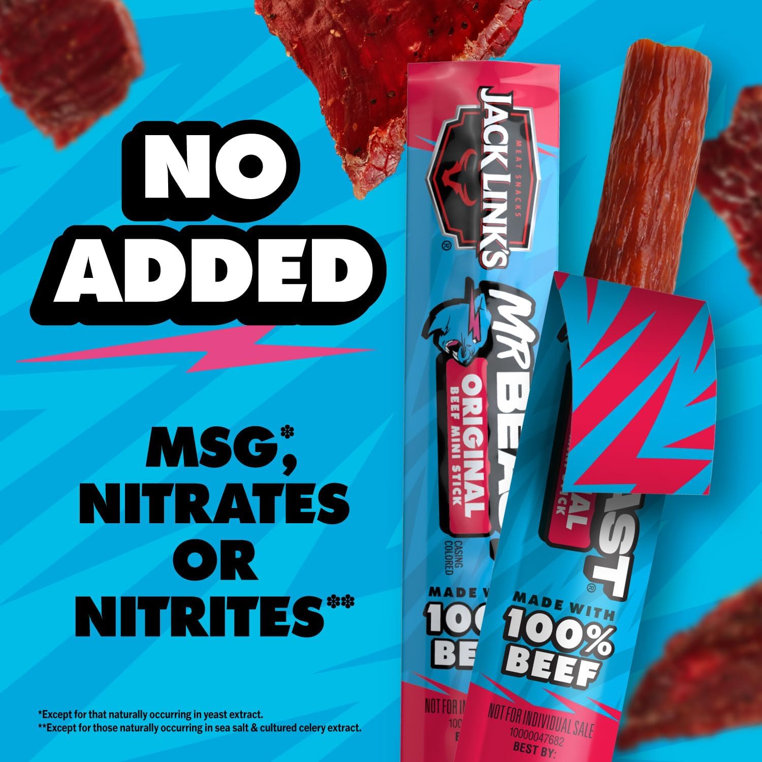 Jack Link's MrBeast Beef Jerky, Peppered Beef Jerky - 10 Count | As Seen on Beast Games, 11g Protein, Made with 100% Real Beef, Pantry-Ready Snacks