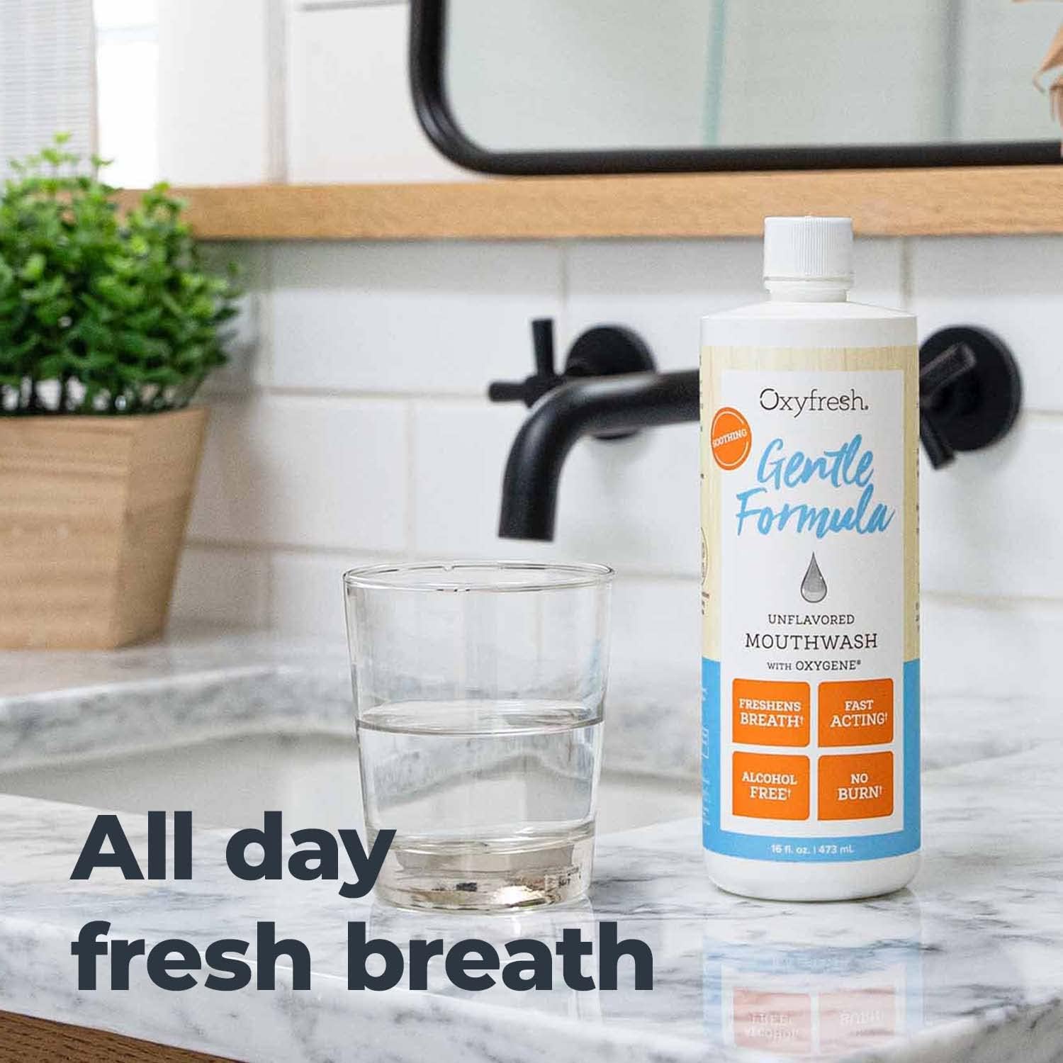 Oxyfresh Ultra Sensitive, Gentle Formula Unflavored Mouthwash & No Mint | Perfect for Ultra Sensitive Gums & Teeth – No Mint, Zero Alcohol, Flavor Free – Really Freshens Breath with Zero Stinging