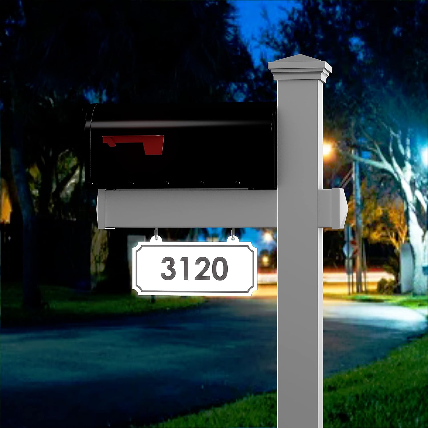 4Ever Products Loudon White Vinyl Mailbox Post System & Black Mailbox | Complete curbside combo kit features a durable metal mailbox and a custom