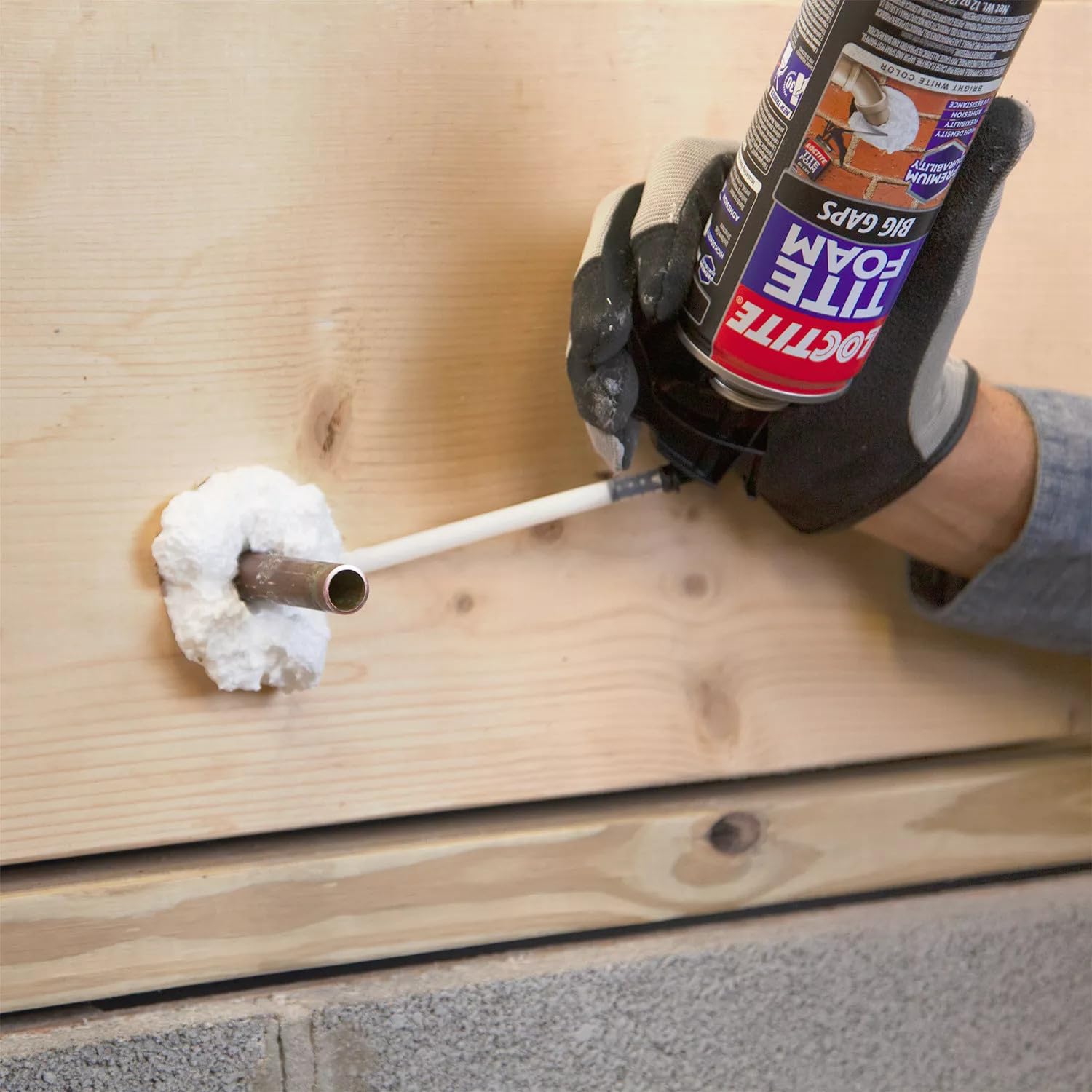 Loctite Tite Foam Big Gaps Spray Foam Sealant, 12 fl oz Can, 1 Pack - Polyurethane Expanding Insulation