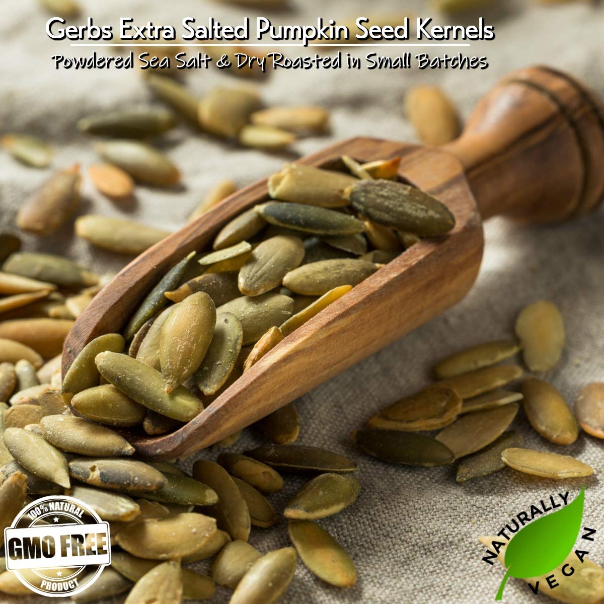 GERBS Unsalted Pumpkin Seed Kernels 4 LBS|Top 14 Allergy Free Food |Use in salads, yogurt, bake, oatmeal, trail mix|Grown in Canada, packed in US | Canadian Grown, No Additives | Naturally Crunchy & Mildly Nutty | Top 14 Allergen-Free