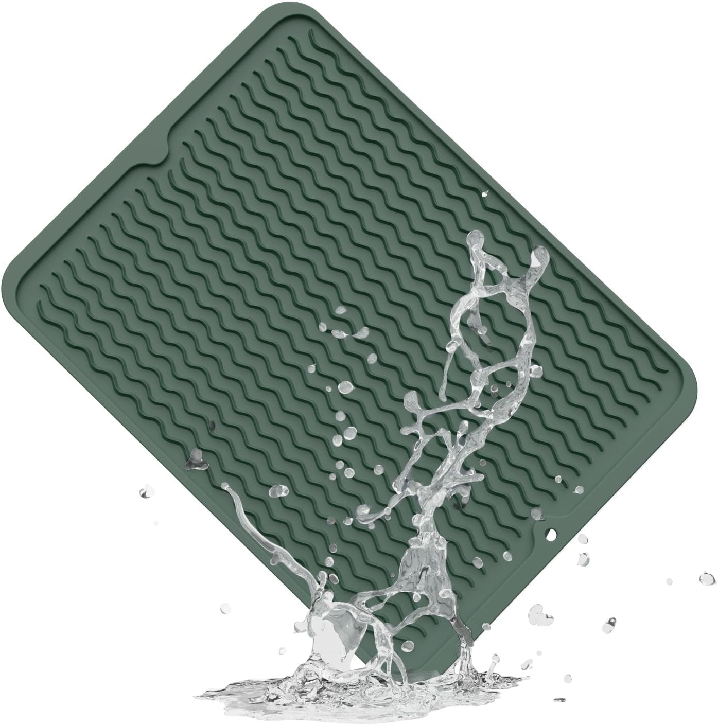 ZLR Silicone Dish Drying Mat for Kitchen Counter, Eco-Friendly Fast Dry Dish Mat, Easy Clean Multi Usage Drying Matt, Heat Resistant Trivet
