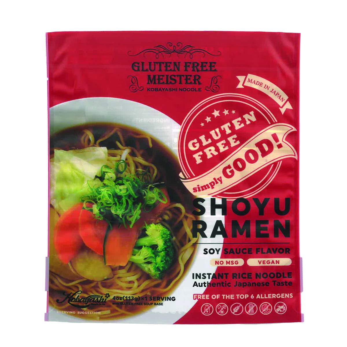 Gluten Free Meister Japanese Ramen - Tonkotsu, Shoyu, Miso Variety 6pk (Vegan/Vegetarian)