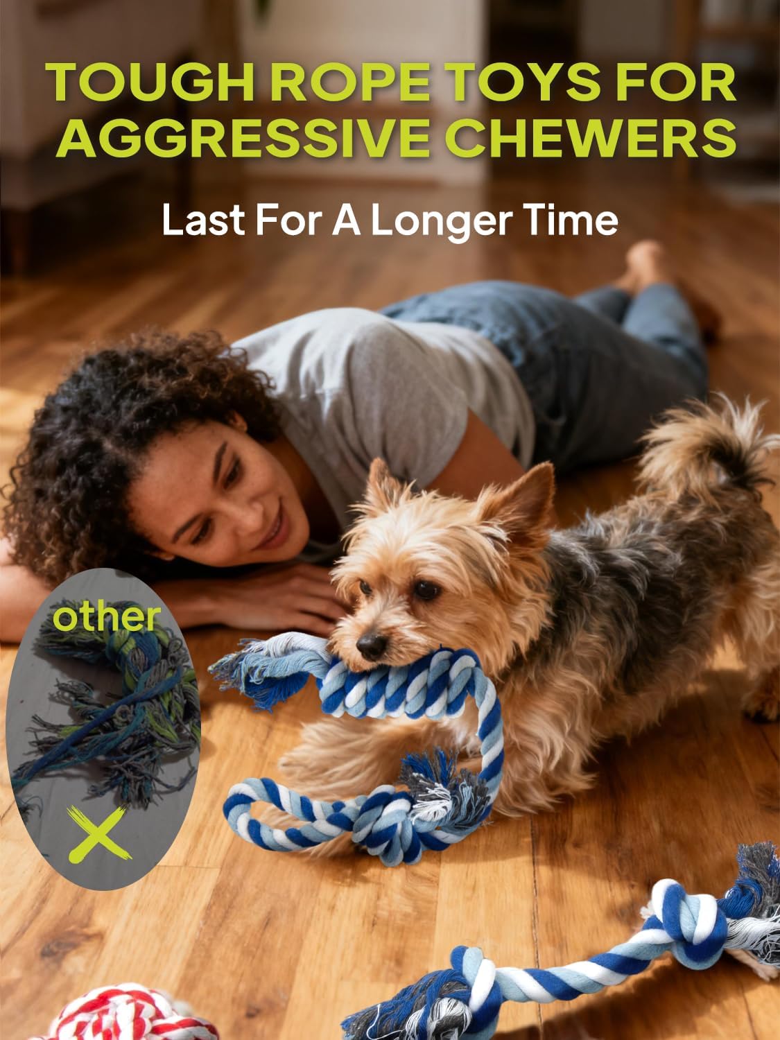 TwoEar Dog Rope Toy 4 Pack - Puppy Teething Toys for Small Breed