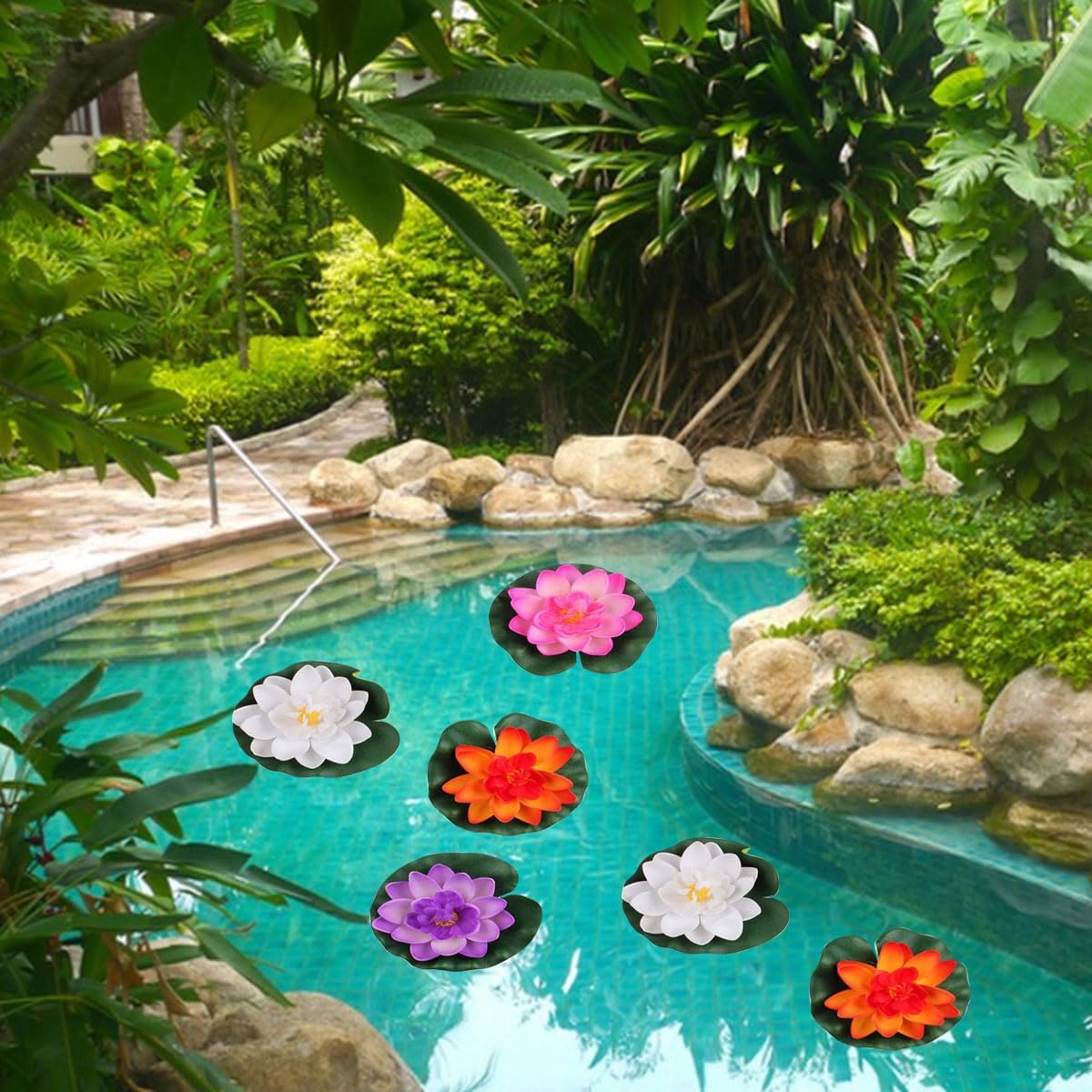 Set of 4pcs Floating Pond Decor Water Lily/Lotus Foam Flower