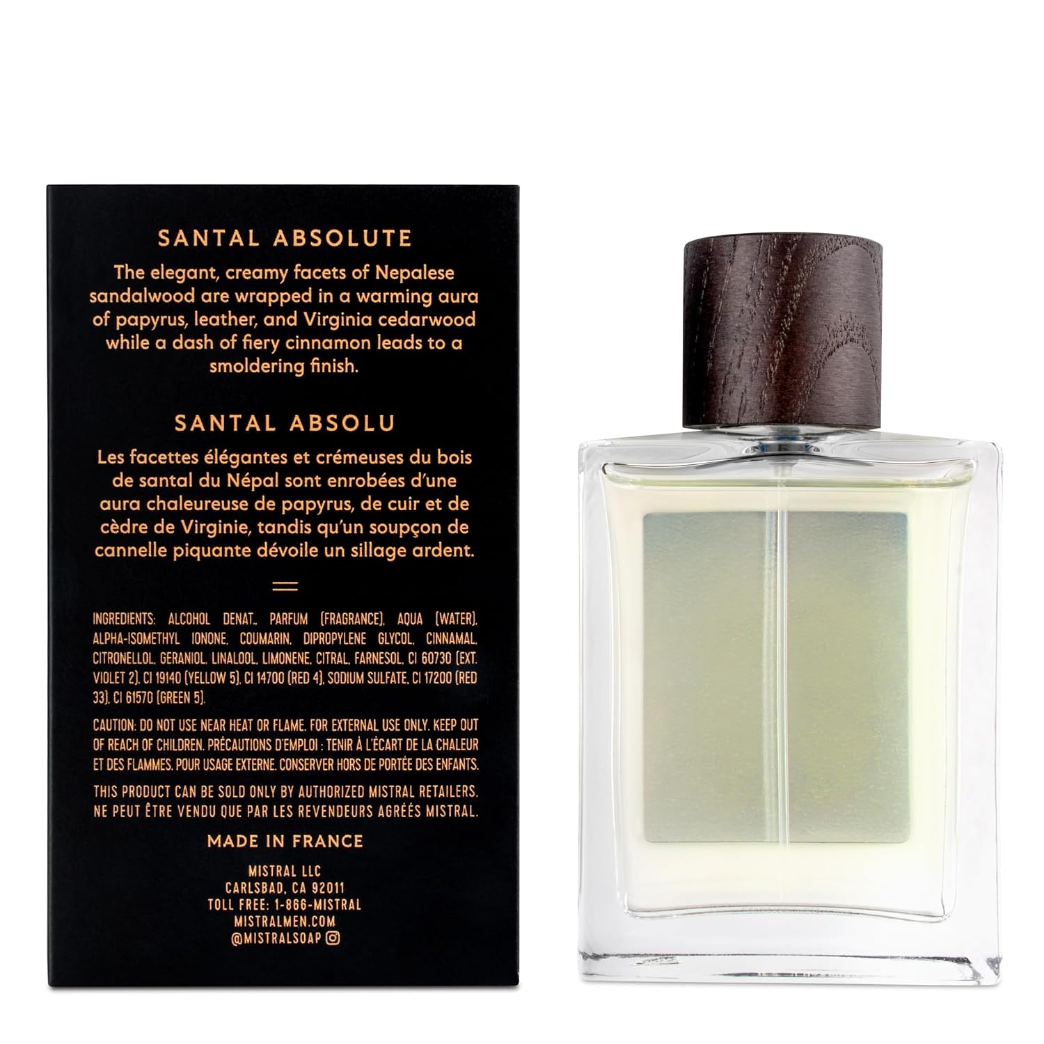 Mistral Bourbon Vanilla Eau de Parfum for Men, Men's Cologne, 3.4 Oz | Warm & Sweet Masculine Scent with Vanilla, Patchouli & Sandalwood, Cruelty-Free, Long-Lasting Perfume, Made in France