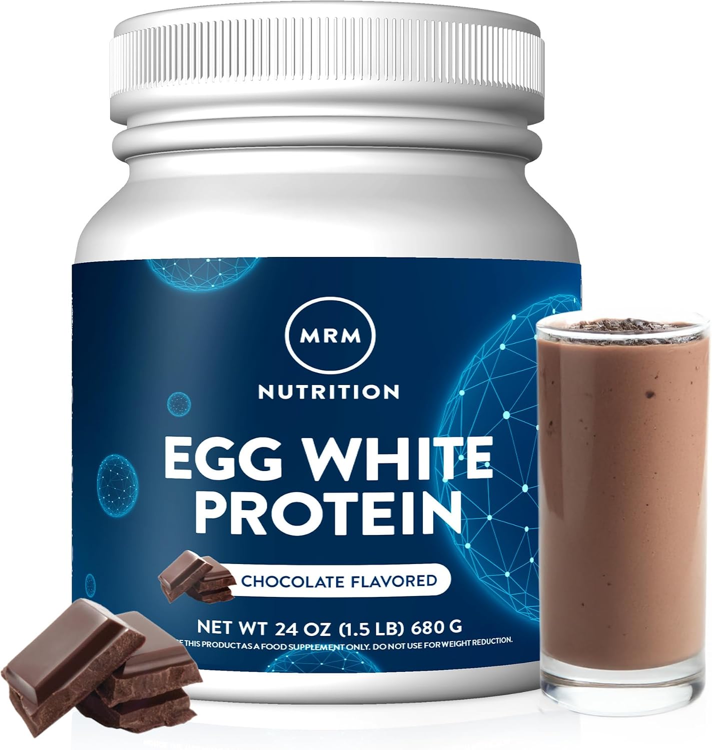 MRM Nutrition Egg White Protein - 23g Fat-Free Protein - 20 Servings | Free of Dairy & Gluten, Sugar Free Vanilla Flavored Powder, With Digestive Enzymes, and Soy, High Biological Value