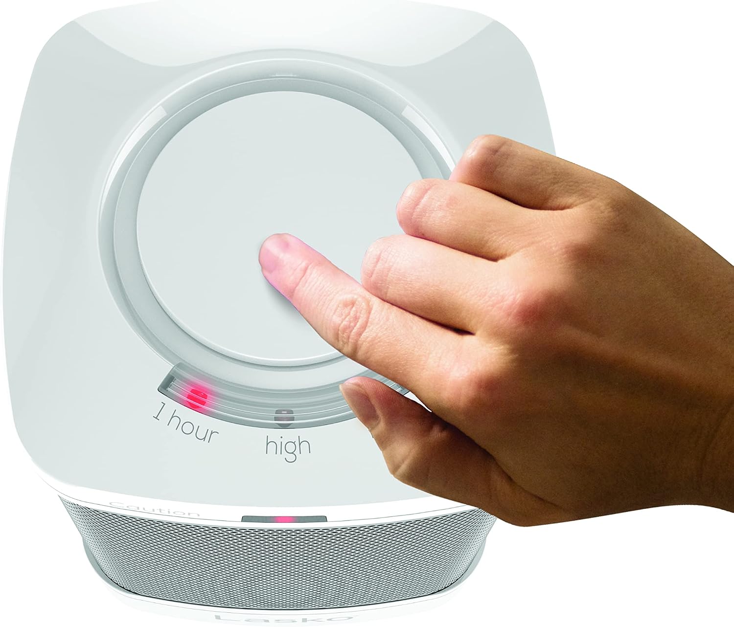 Lasko Electric Ceramic Space Heater for Bathroom - 8” - CD08200 - White | ALCI Safety Plug, Portable, 2 Heat Settings, Simple Heat Button, Overheat Protection, Cool Touch Housing, 1500W