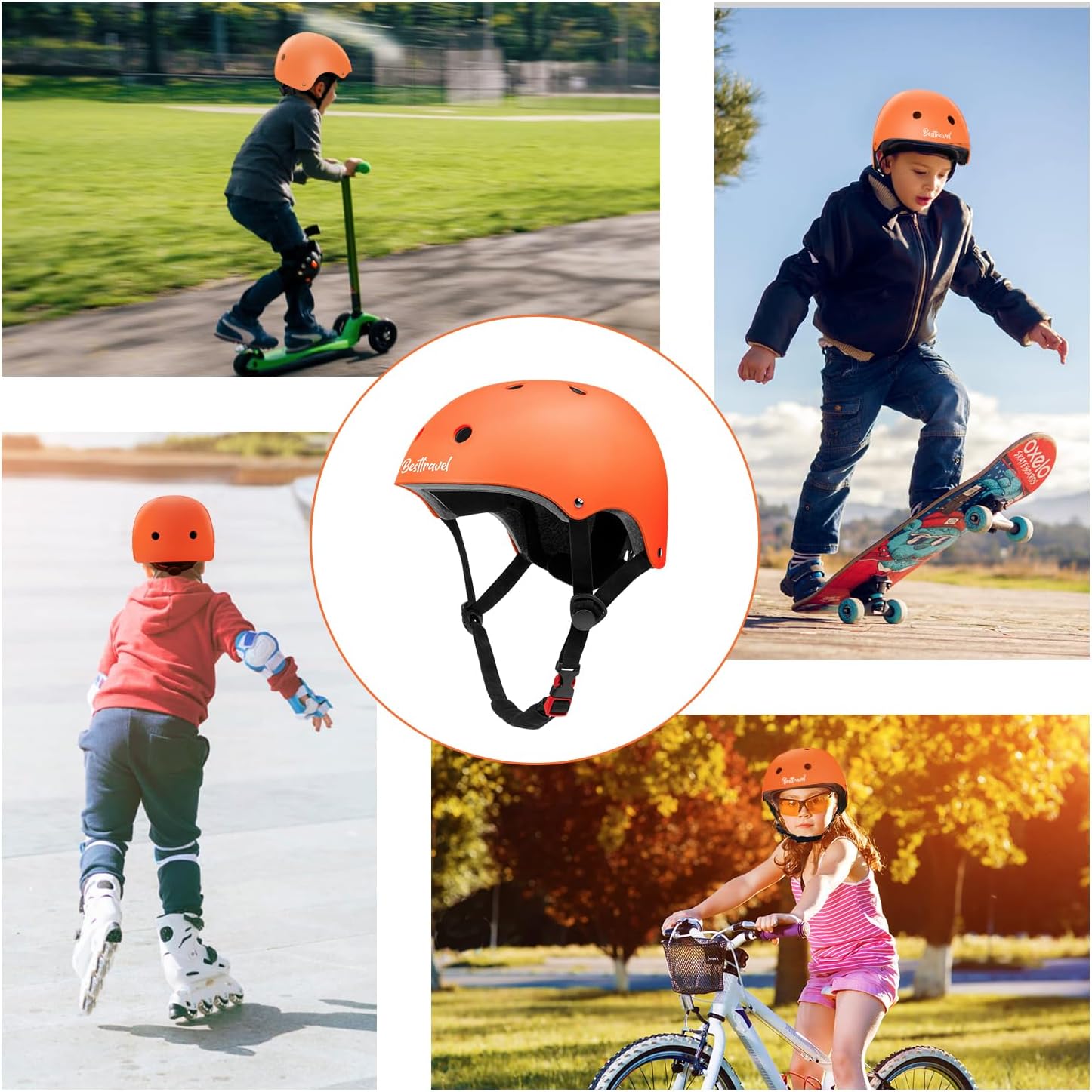 Besttravel Kids Helmet, Toddler Adjustable Kids Ages 3-8 Years Old Boys Girls Multi-Sports Safety