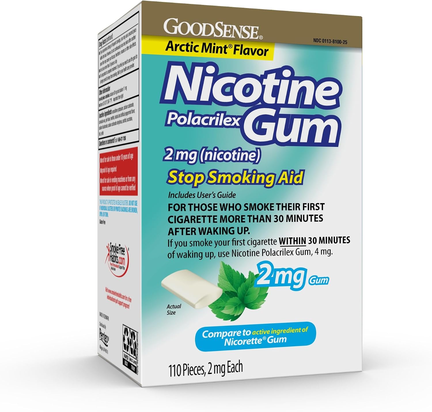 GoodSense Nicotine Polacrilex Lozenge 2 mg (Nicotine), Mint Flavor, Stop Smoking Aid; Quit Smoking with Nicotine Lozenge, 72 Count