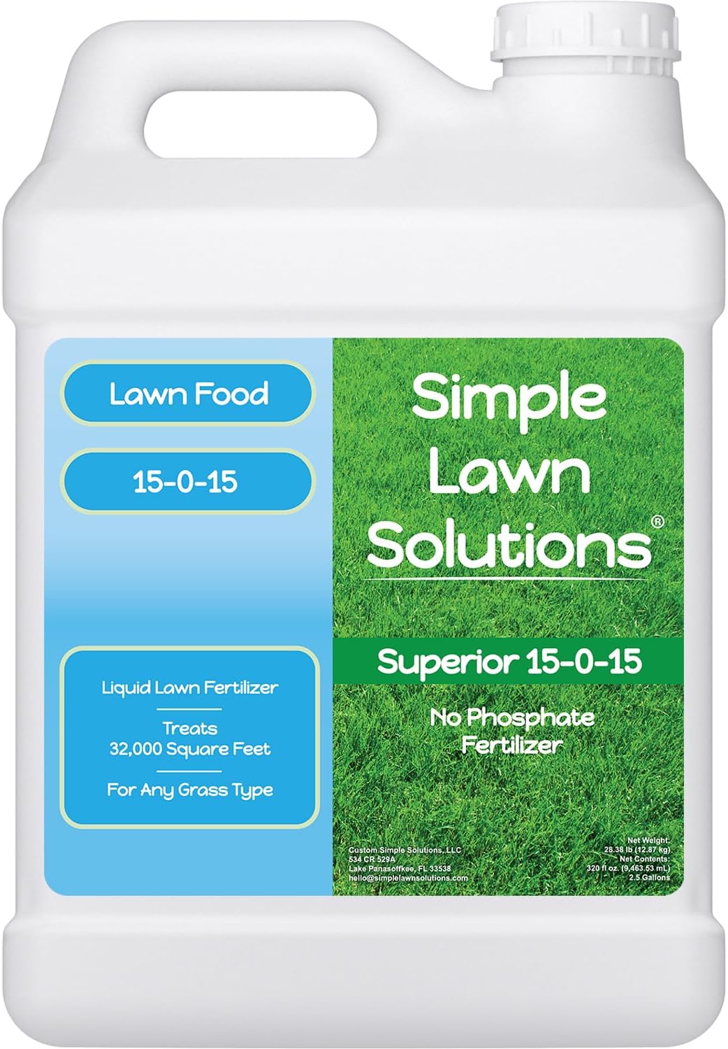 Superior 15-0-15 Liquid Lawn Fertilizer - Lawn Food for Growth & Green - Nitrogen, Potassium, Humic, Fish & Seaweed - Any Grass Type- Simple Lawn Solutions - All Season- Attached Sprayer (32 Ounce)