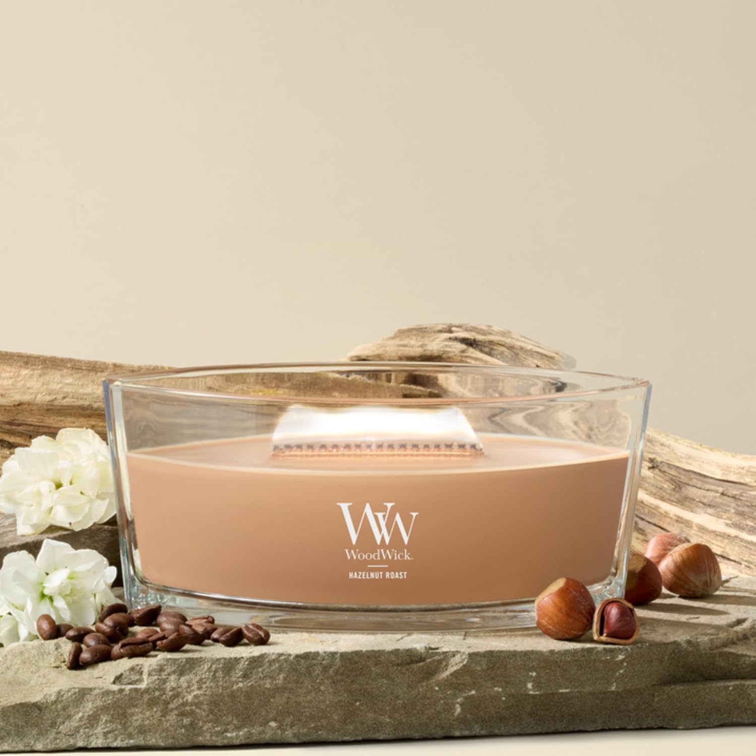 WoodWick Fireside Holiday Candle Gifts for Women and Men, 9.7 oz Medium Hourglass Candle with Crackling Wick