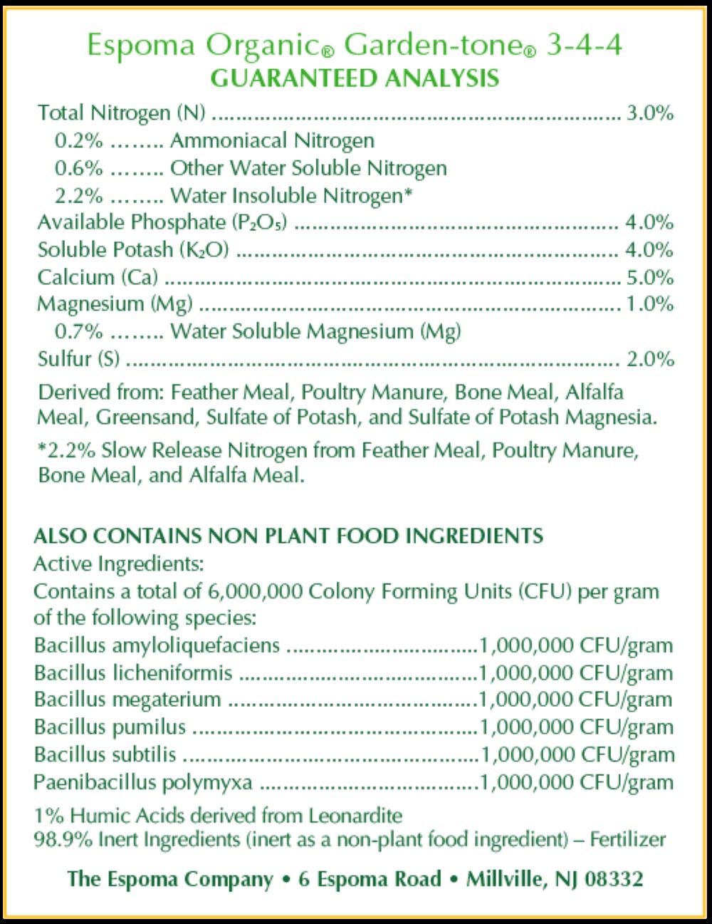 Espoma Organic Garden-Tone 3-4-4 Organic Fertilizer for Cool & Warm Season Vegetables and Herbs. Grow an Abundant Harvest of Nutritious and
