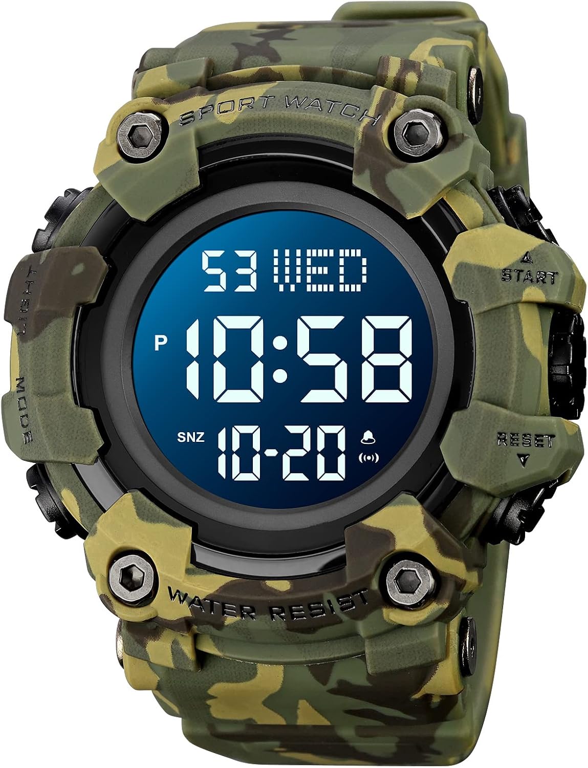 Gosasa Men Sport Watch Countdown Stopwatch Watch Mens Wrist Watch Waterproof LED Electronic Digital Male Watch 12/24 Hour Multifunctional Watch