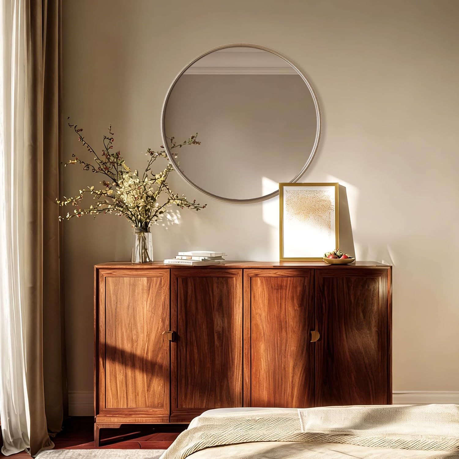 USHOWER Frameless Round Bathroom Mirror 24"