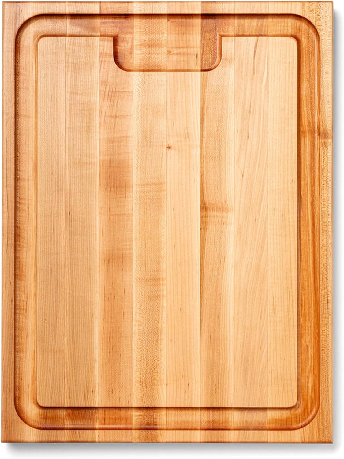 John Boos Aujus Series Rectangular Wooden Maple Cutting Board 20”x15” – 1.5” Thick, 12-lb Reversible Butcher Block with Sloped Juice Groove, Edge-Grain & Finger Grips – Made in the USA
