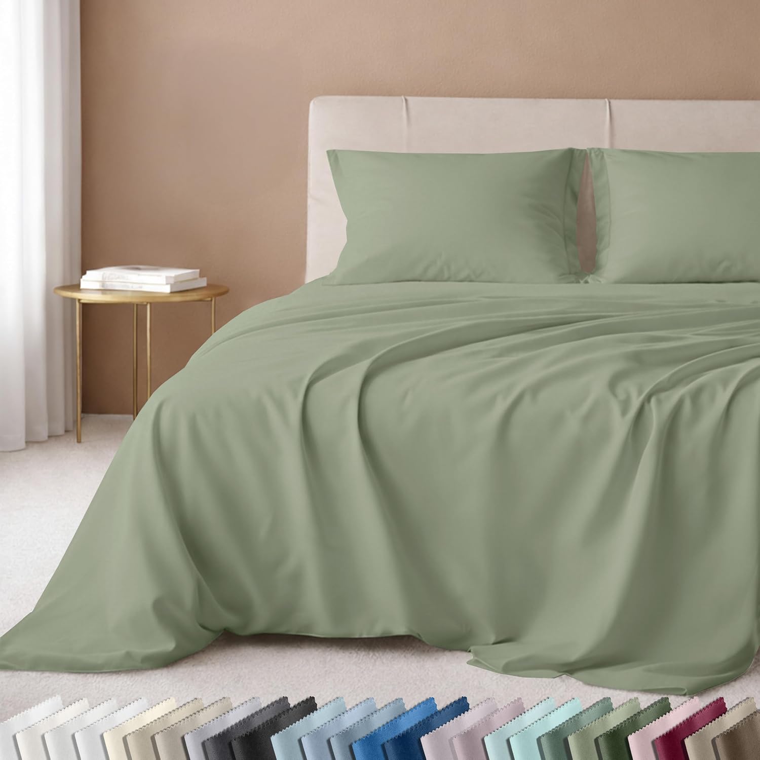 California Design Den Luxury 600 Thread Count Full Size Sheet Sets, Seafoam | 100% Cotton Sateen Backed by Good Housekeeping Seal, Soft & Smooth, 16" Deep Pocket, All-Around Elastic, Durable, Easy Care