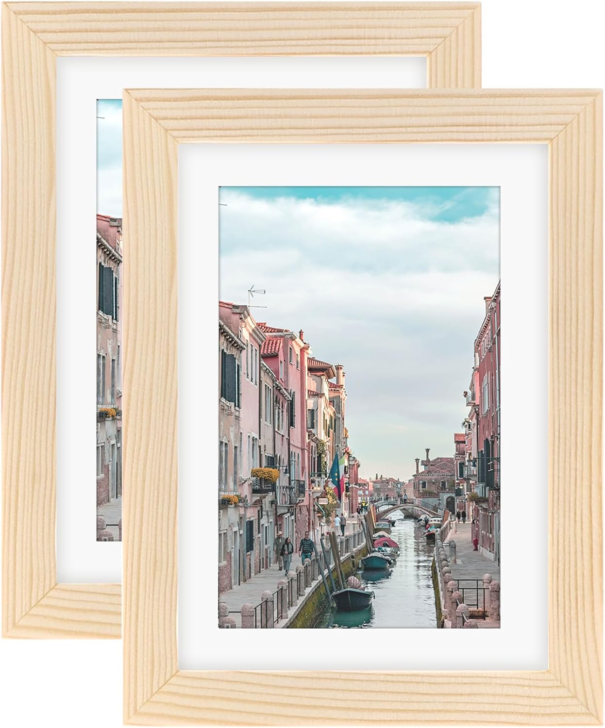 Picture Frames 8x8 2 Pack Made of Solid Wood Black for Wall Mounting and Tabletop Display