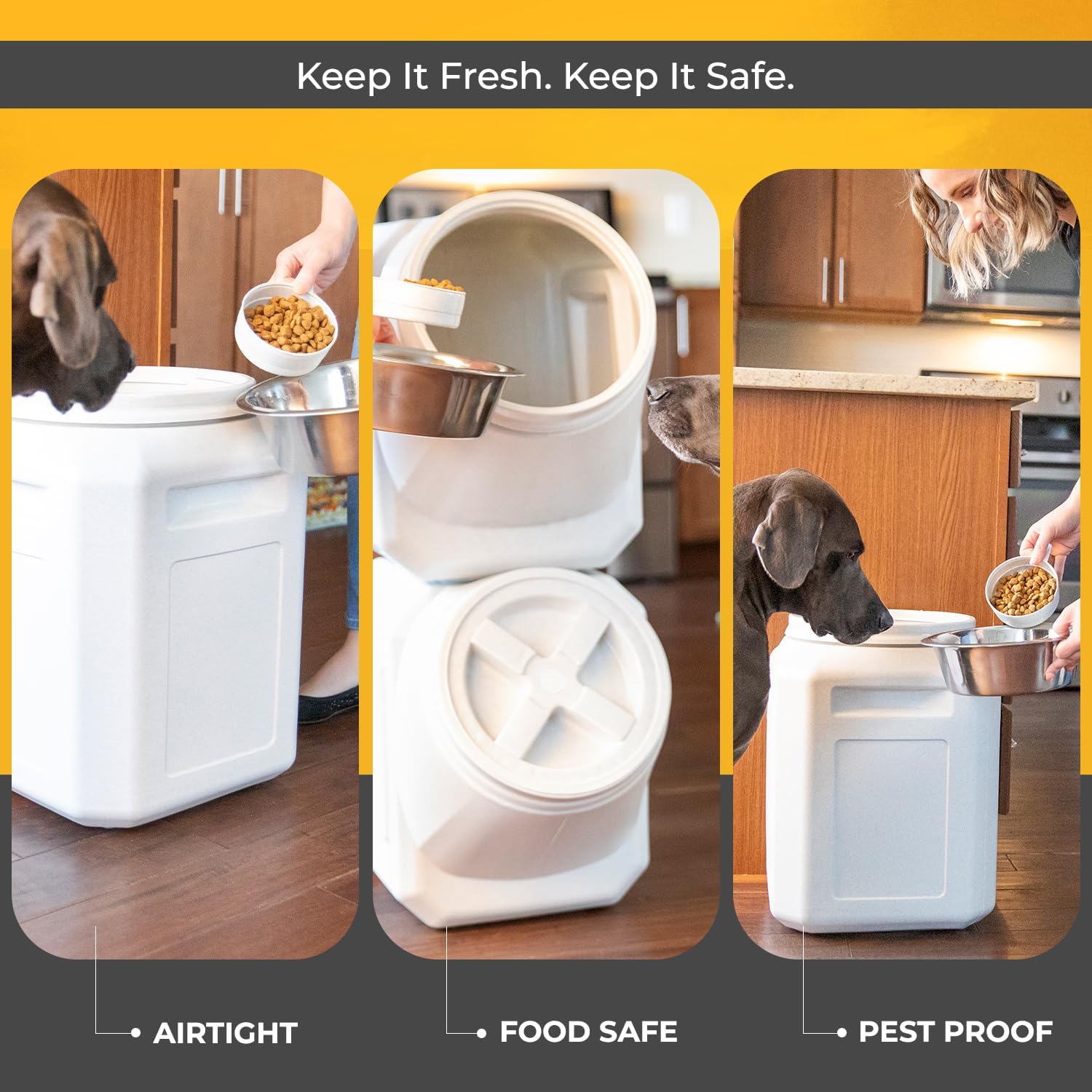 Gamma2 Vittles Vault Pet Food Storage Containers - Sealed Dog and Cat Food Storage Container, Fits up to 25lbs, Made in the USA - [12"L x 13.75"H] | Made in USA, 12 inch long by 13.75 inch tall, airtight lid keeps kibble fresh and pests out, a durable pa…