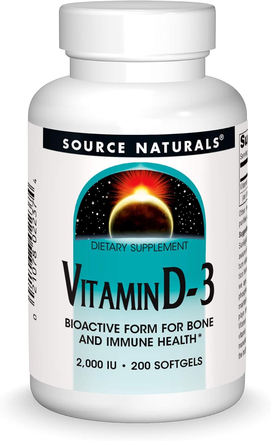 Source Naturals, Vitamin D-3, 2000 IU - 200 Softgels | Supports Bone & Immune Health*
