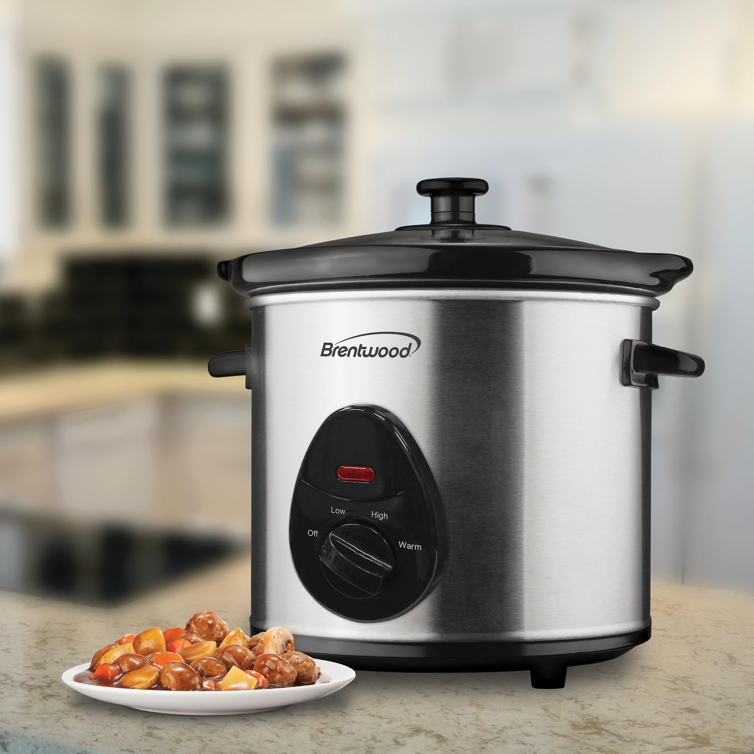 Brentwood SC-130S Slow Cooker Stainless Steel Body, 3-Quart