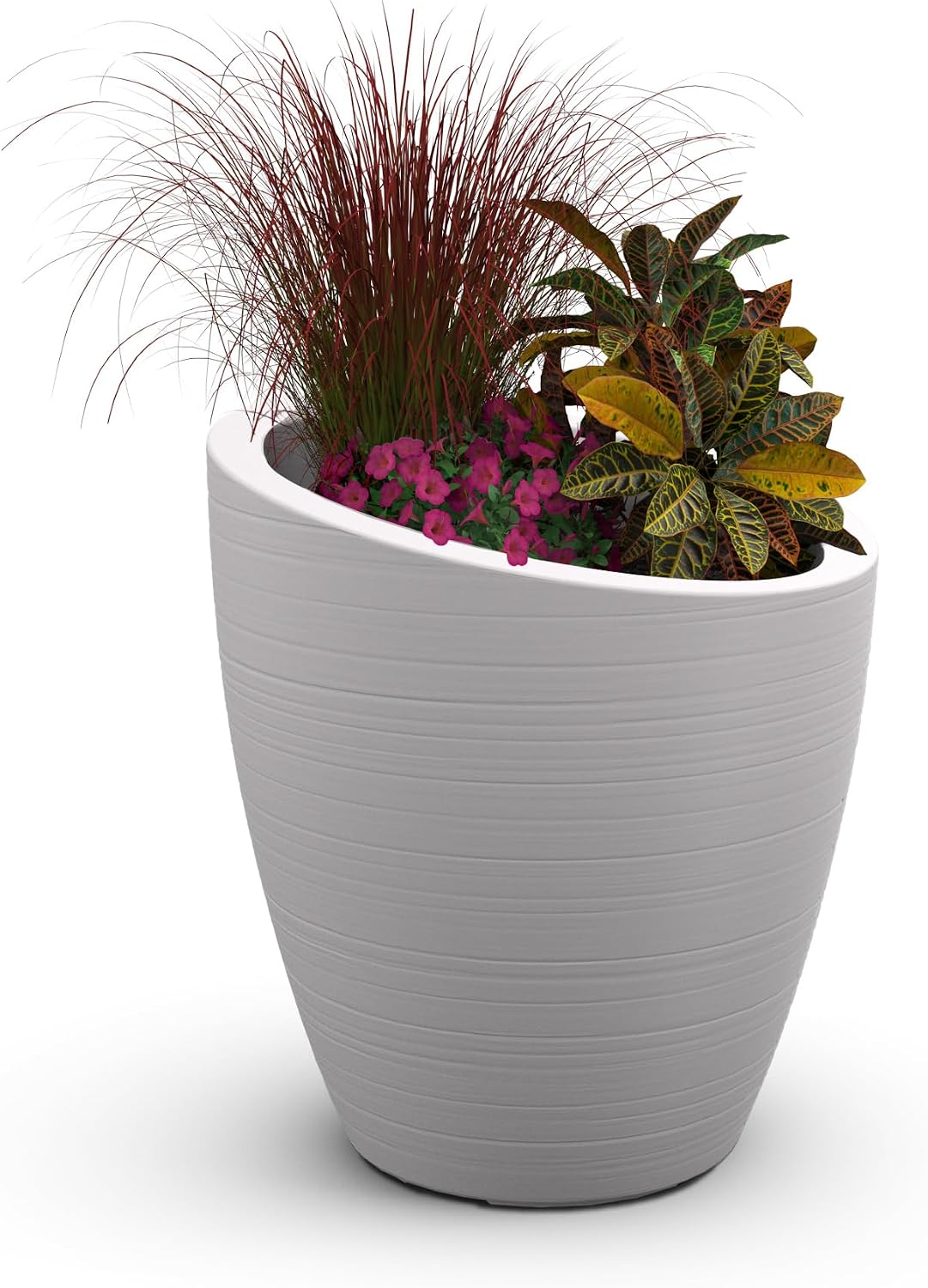 Mayne Modesto 20in Round Modern Planter, Neptune Blue | All season, Indoor/Outdoor, Double-wall design, Fade resistant, 15-year warranty