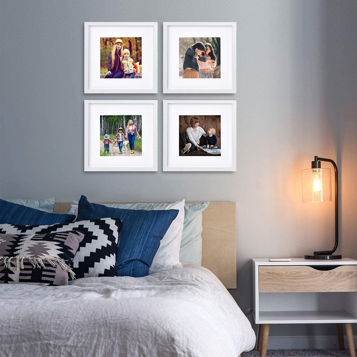 pojah 12x12 Black Picture Frame Set of 4,Wall Frames,HD Plexiglass