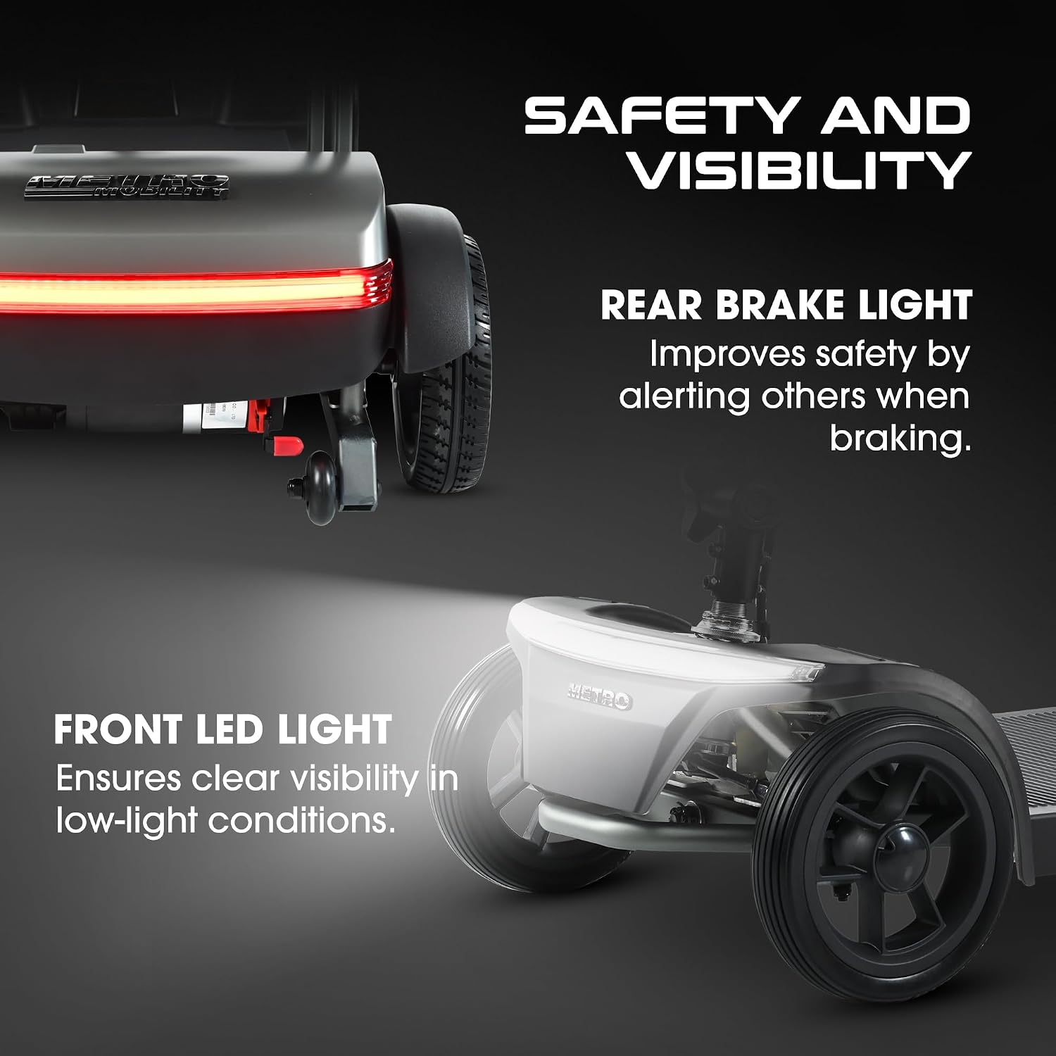 Metro Mobility 4 Wheel Foldable Mobility Scooter for Adults - 300 lbs Capacity Electric Mobility Scooters for Seniors - Long Range Power Extended