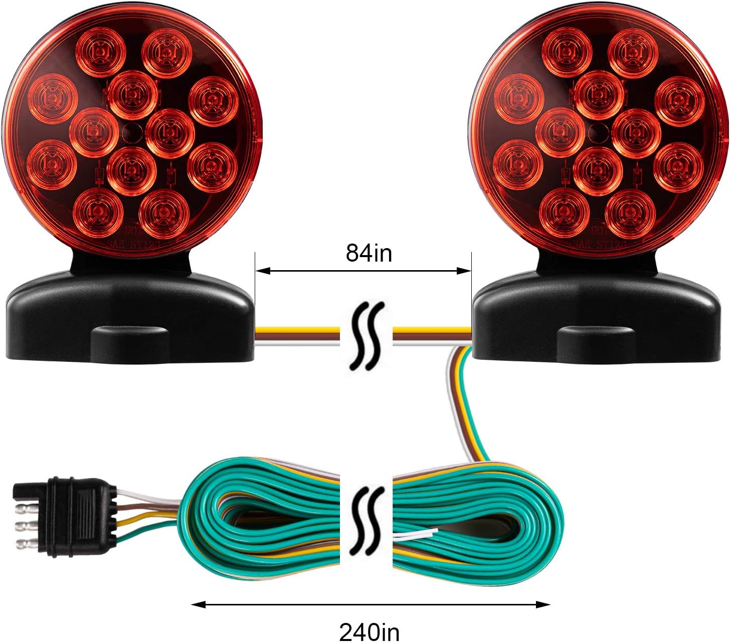 CZC AUTO 12V LED Magnetic Towing Light Kit for Boat Trailer RV Truck