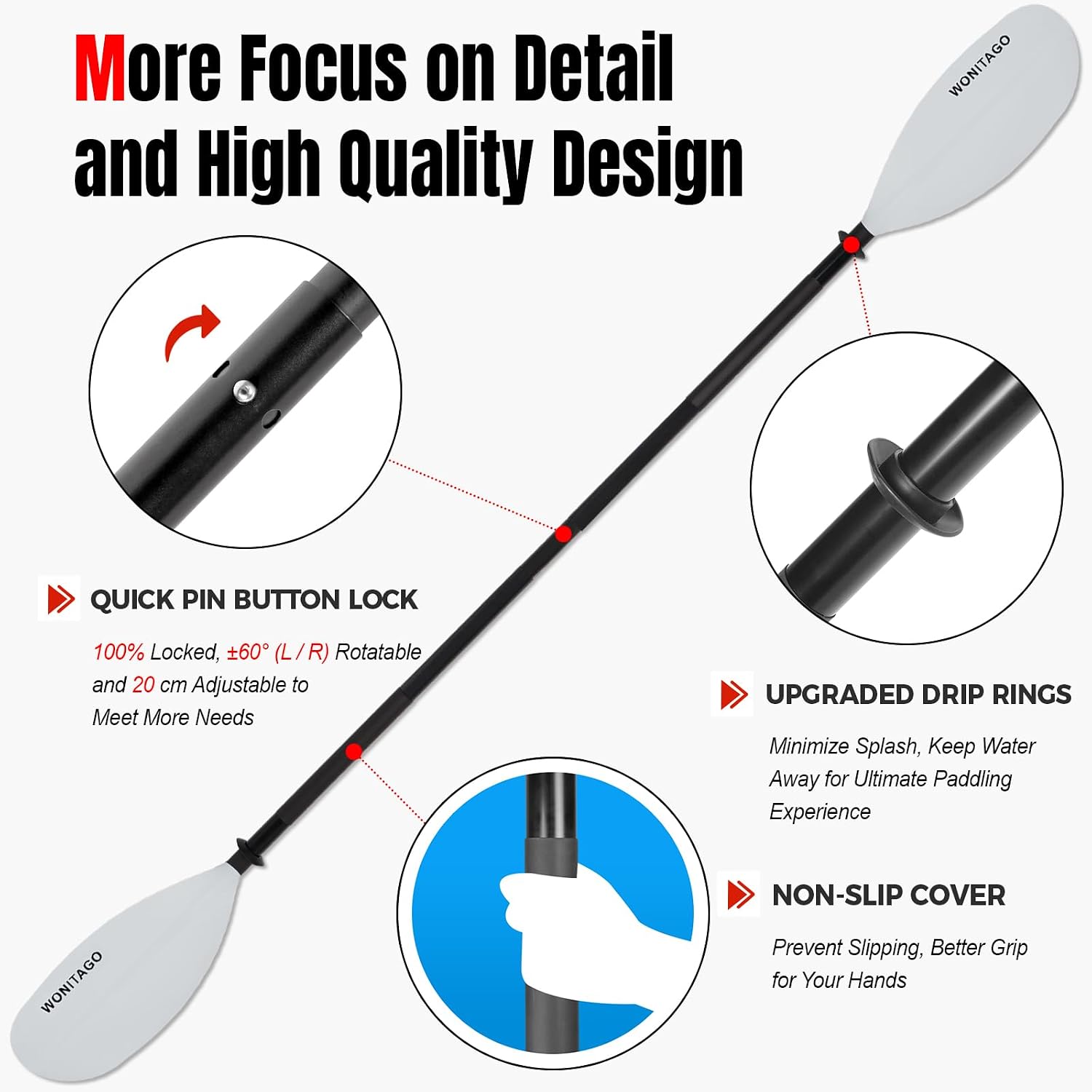 Kayak Paddle, Adjustable and Lightweight Kayaking Oar